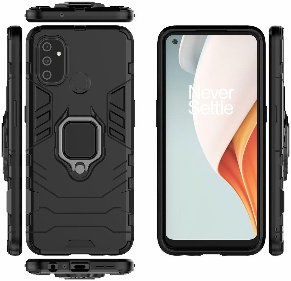 OnePlus Nord N100 Hoesje met Ring Kickstand Zwart afbeelding 9