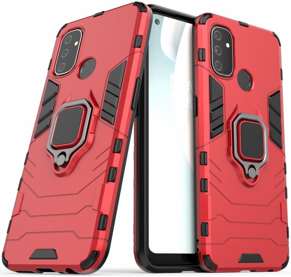OnePlus Nord N100 Hoesje met Ring Kickstand Rood afbeelding 2