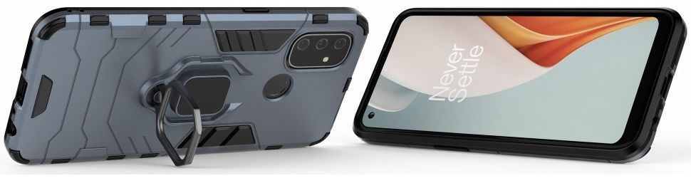 OnePlus Nord N100 Hoesje met Ring Kickstand Blauw afbeelding 3