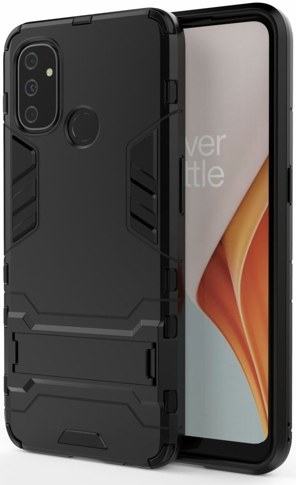OnePlus Nord N100 Hoesje Shock Proof Back Cover Met Kickstand Zwart afbeelding 1