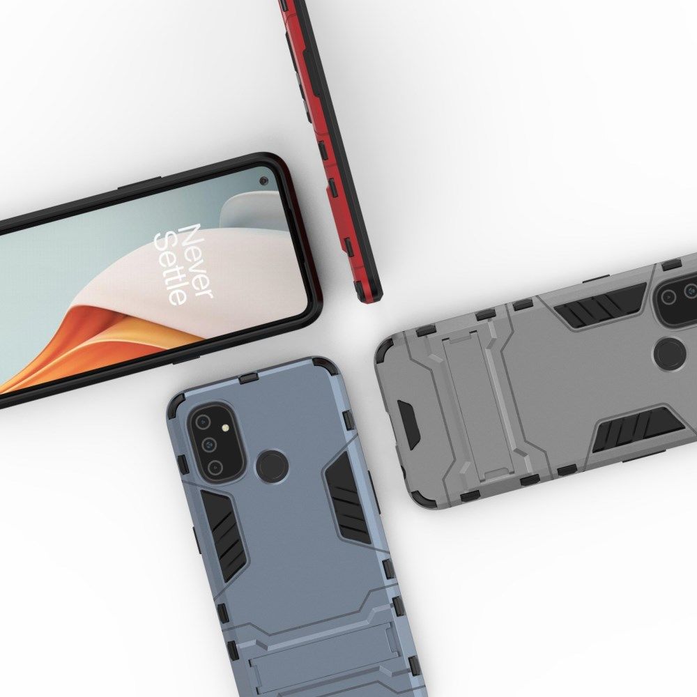 OnePlus Nord N100 Hoesje Shock Proof Back Cover Met Kickstand Zwart afbeelding 2