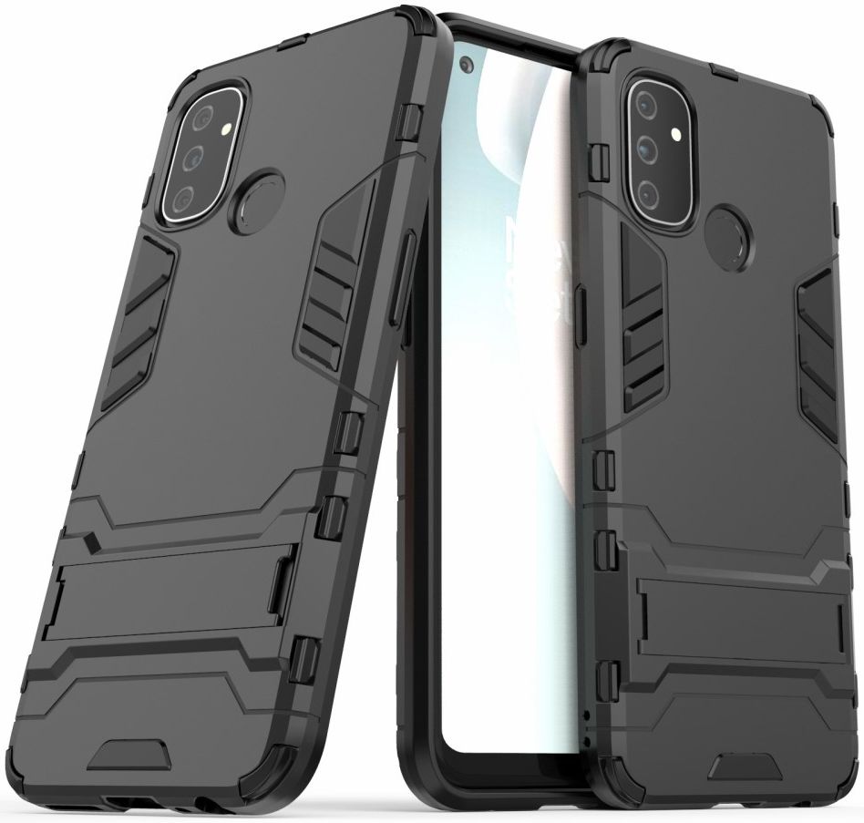 OnePlus Nord N100 Hoesje Shock Proof Back Cover Met Kickstand Zwart afbeelding 4