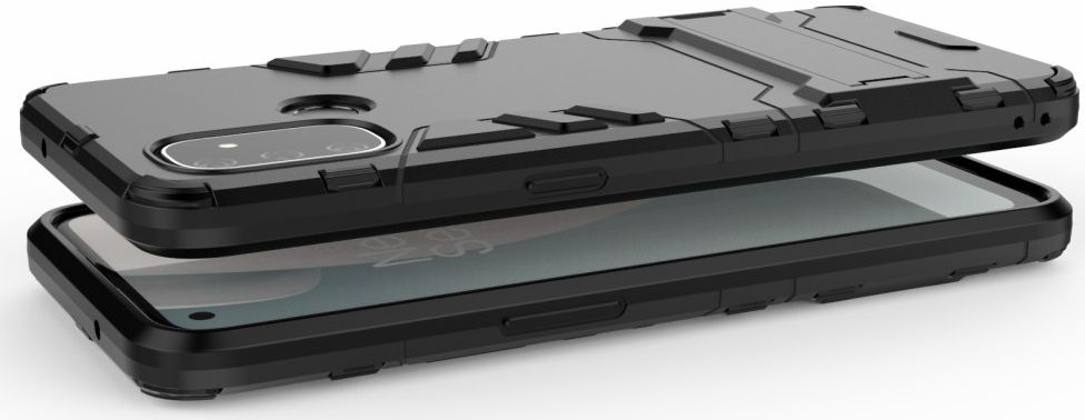 OnePlus Nord N100 Hoesje Shock Proof Back Cover Met Kickstand Zwart afbeelding 7