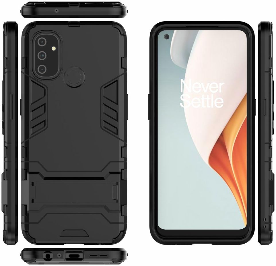 OnePlus Nord N100 Hoesje Shock Proof Back Cover Met Kickstand Zwart afbeelding 9