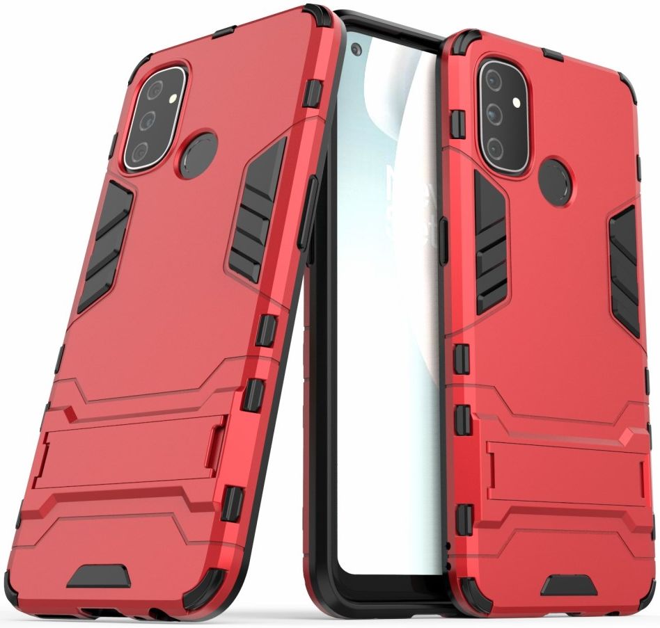 OnePlus Nord N100 Hoesje Shock Proof Back Cover Met Kickstand Rood afbeelding 2
