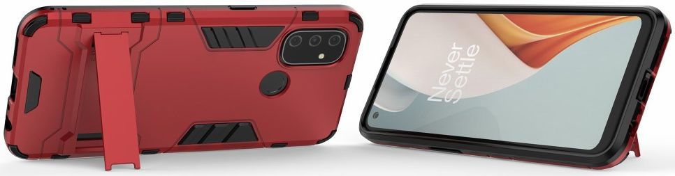OnePlus Nord N100 Hoesje Shock Proof Back Cover Met Kickstand Rood afbeelding 3