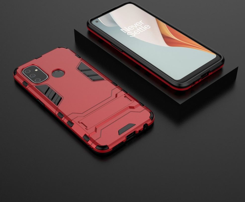 OnePlus Nord N100 Hoesje Shock Proof Back Cover Met Kickstand Rood afbeelding 5
