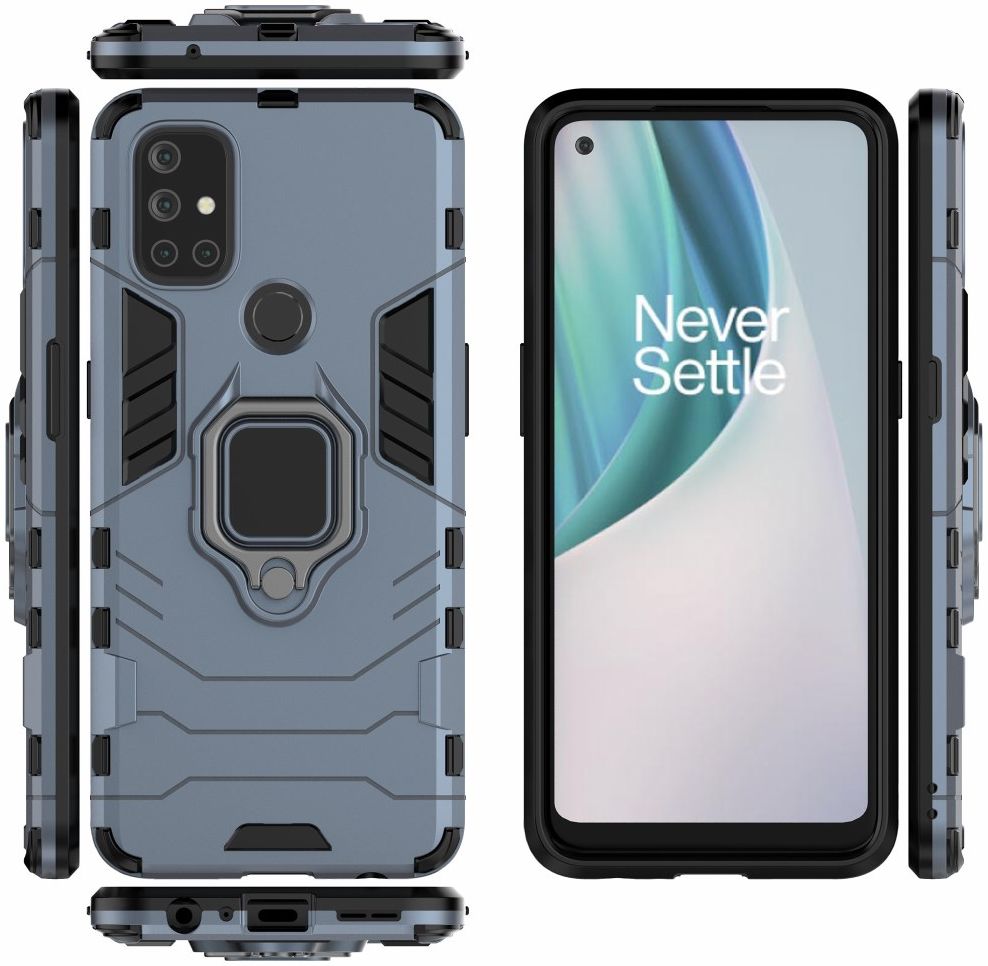 OnePlus Nord N10 Hoesje met Ring Kickstand Blauw afbeelding 4