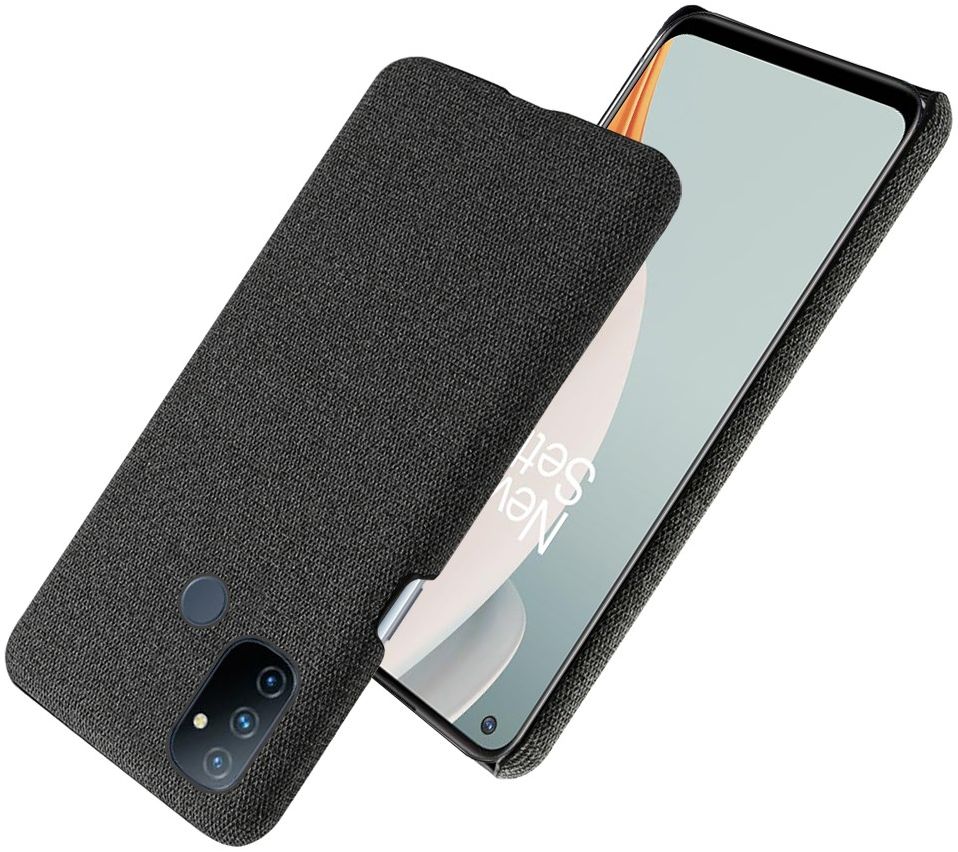 OnePlus Nord N100 Hoesje Stoffen Back Cover Zwart afbeelding 2