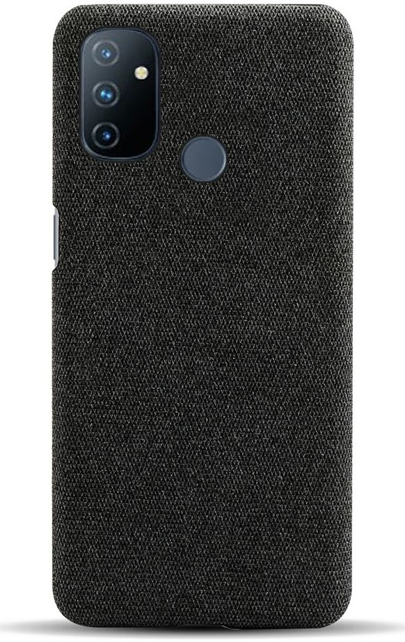 OnePlus Nord N100 Hoesje Stoffen Back Cover Zwart afbeelding 3