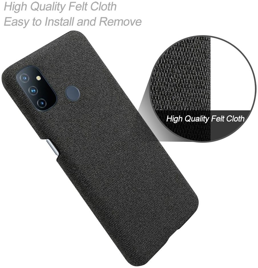 OnePlus Nord N100 Hoesje Stoffen Back Cover Zwart afbeelding 4