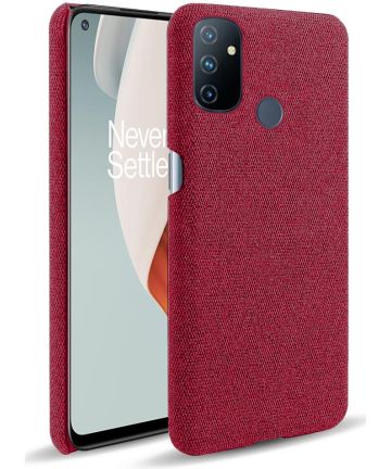 OnePlus Nord N100 Hoesje Stoffen Back Cover Rood Hoesjes