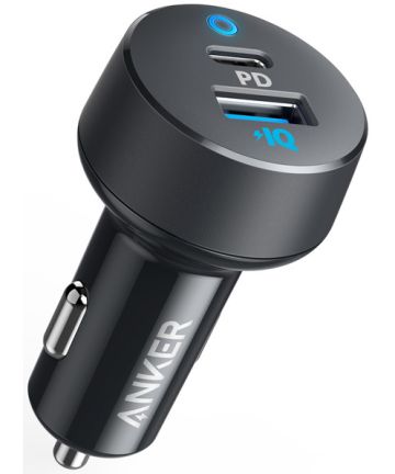 Anker PowerDrive Auto Lader 18W USB-C + 15W USB-A Zwart Opladers