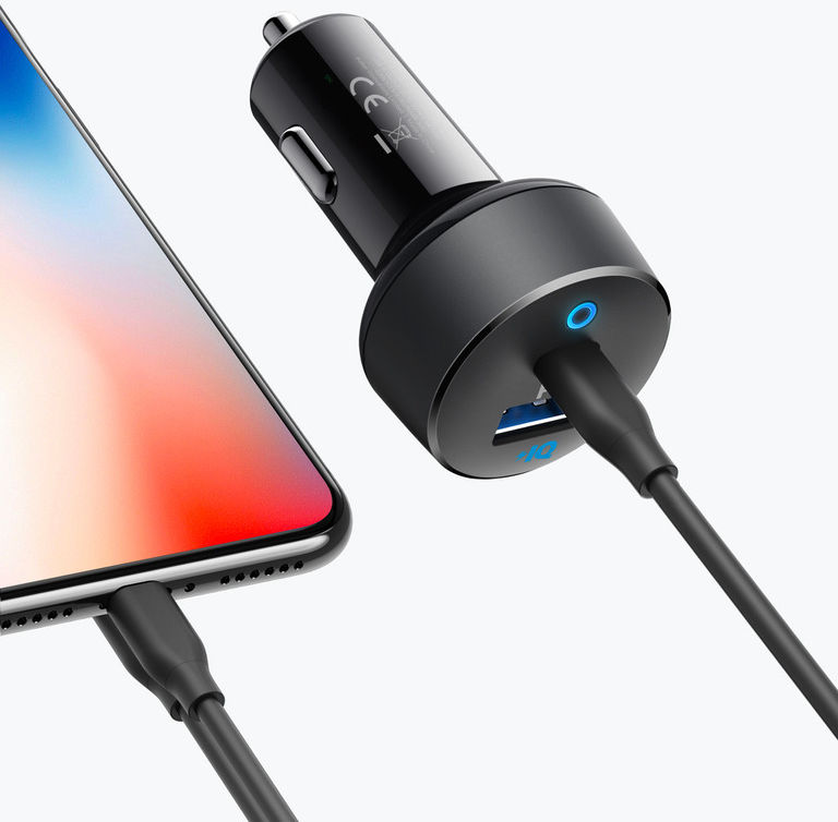 Anker PowerDrive Auto Lader 18W USB-C + 15W USB-A Zwart afbeelding 2
