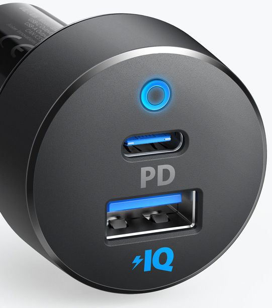 Anker PowerDrive Auto Lader 18W USB-C + 15W USB-A Zwart afbeelding 3