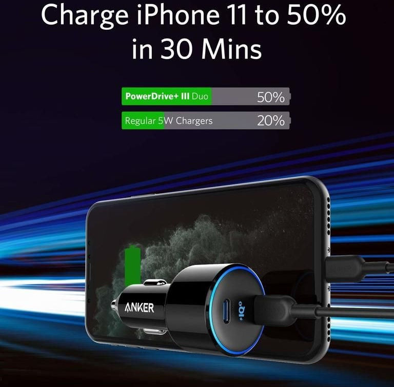 Anker PowerDrive+ III Autolader met Dubbele USB-C Poort Zwart afbeelding 4
