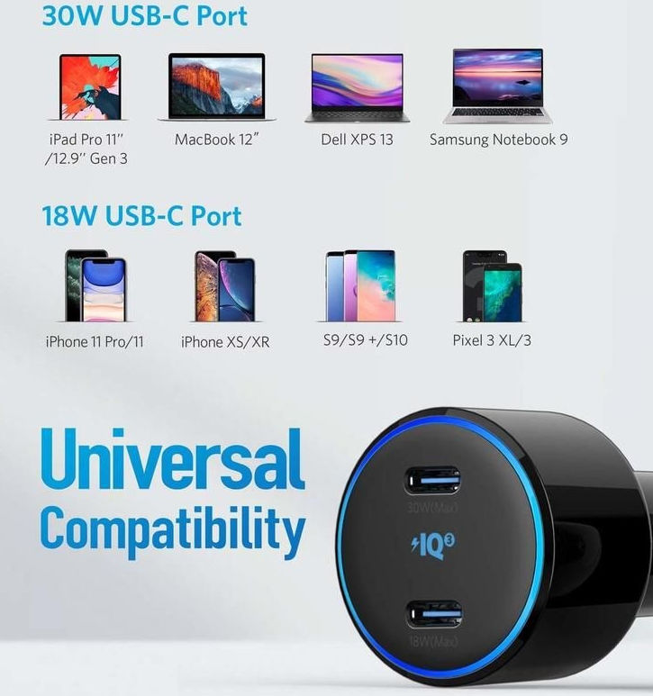 Anker PowerDrive+ III Autolader met Dubbele USB-C Poort Zwart afbeelding 6