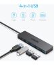 Anker 4-Port USB 3.0 Ultra Slim Data Hub met 4 Poorten Zwart