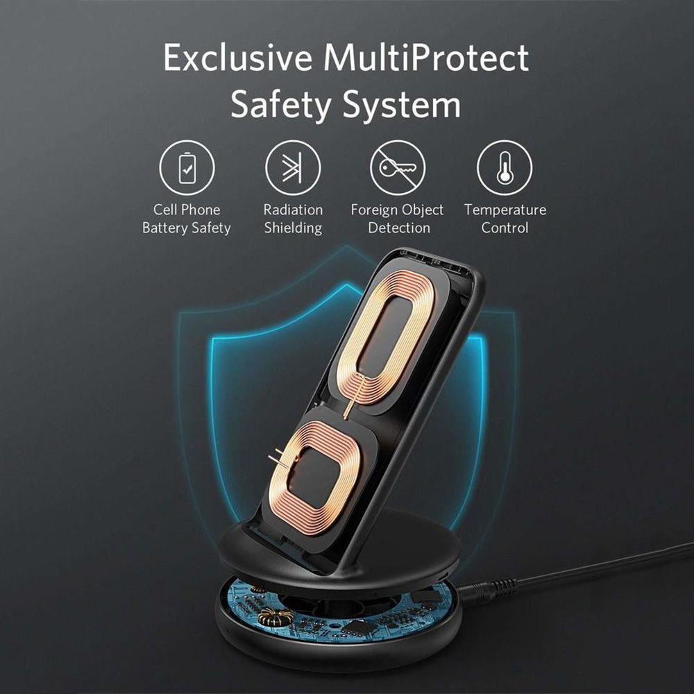 Anker PowerWave II Sense (15W) Draadloze Oplader met Standaard Zwart afbeelding 8