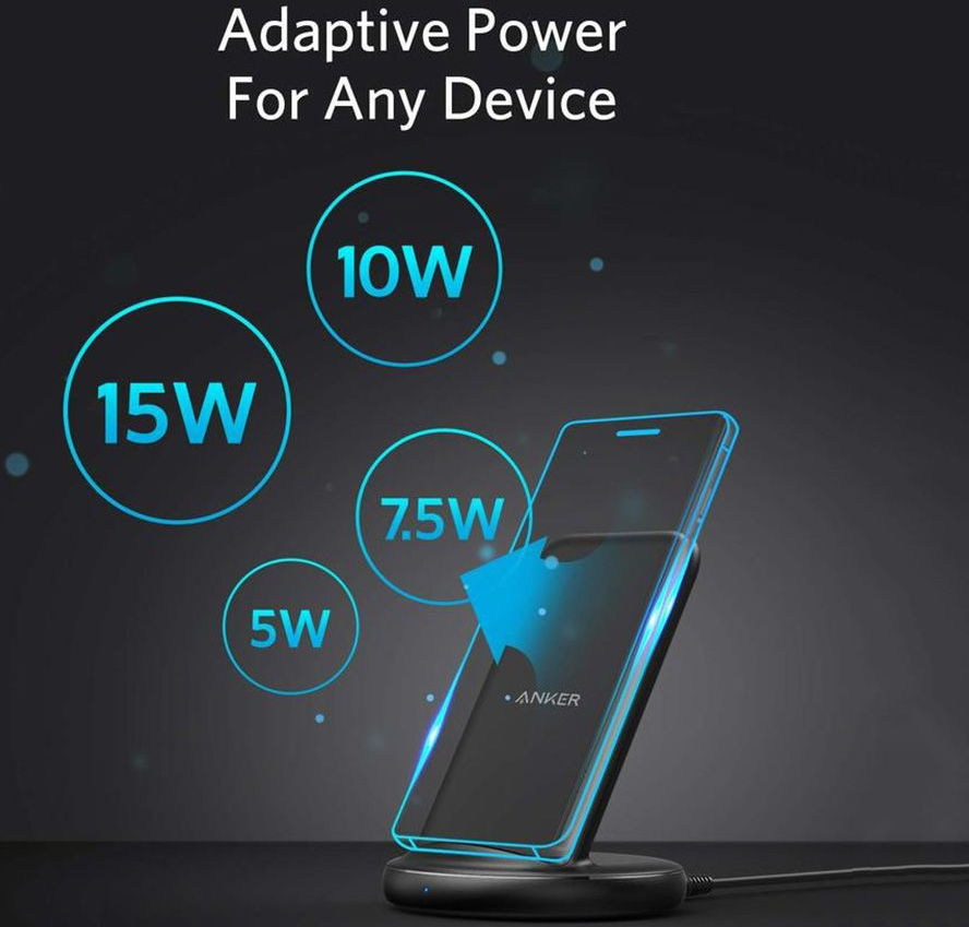 Anker PowerWave II Sense (15W) Draadloze Oplader met Standaard Zwart afbeelding 4