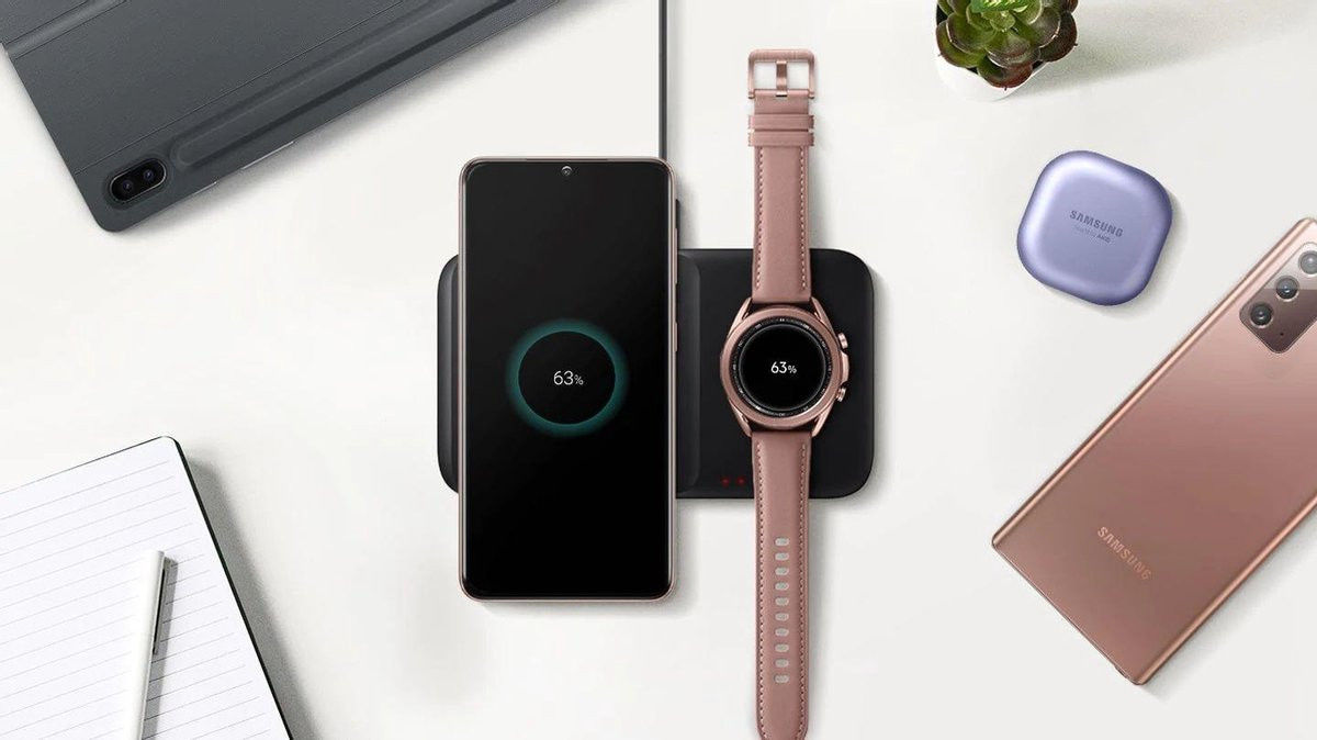 Originele Samsung Wireless Charger Duo Pad Smartphone/Buds/Watch Zwart afbeelding 8