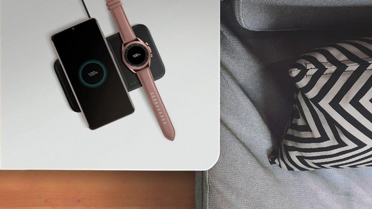 Originele Samsung Wireless Charger Duo Pad Smartphone/Buds/Watch Zwart afbeelding 9