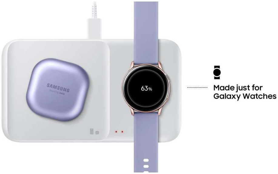 Originele Samsung Wireless Charger Duo Pad Smartphone/Buds/Watch Wit afbeelding 6