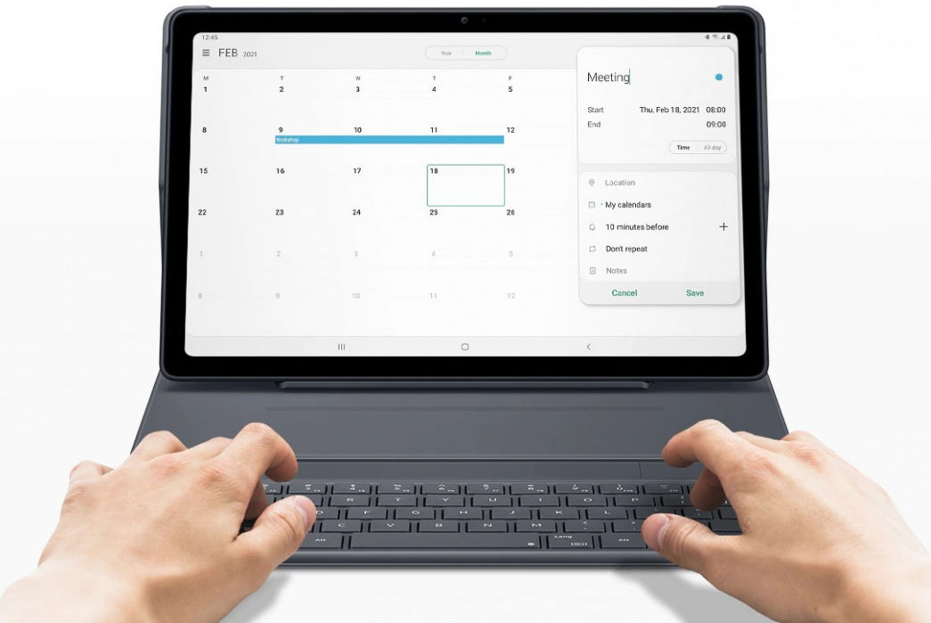 Originele Samsung Galaxy Tab A7 (2020 / 2022) Hoes met Keyboard Grijs afbeelding 5