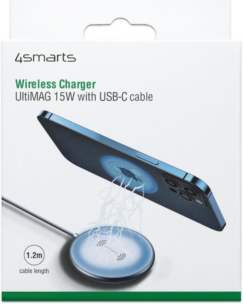 4smarts UltiMag 15W MagSafe Oplader met USB-C Kabel 1.2 Meter Wit afbeelding 7