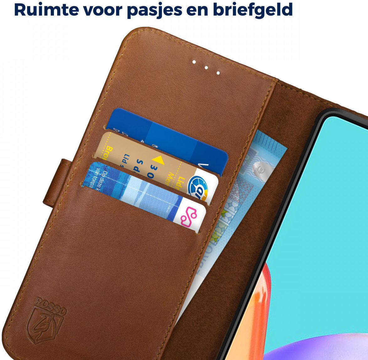 Rosso Deluxe Samsung Galaxy A52 / A52S Hoesje Echt Leer Bruin afbeelding 6