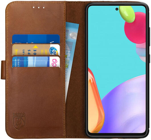 Rosso Deluxe Samsung Galaxy A52 / A52S Hoesje Echt Leer Bruin afbeelding 1