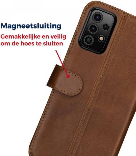 Rosso Deluxe Samsung Galaxy A52 / A52S Hoesje Echt Leer Bruin afbeelding 9