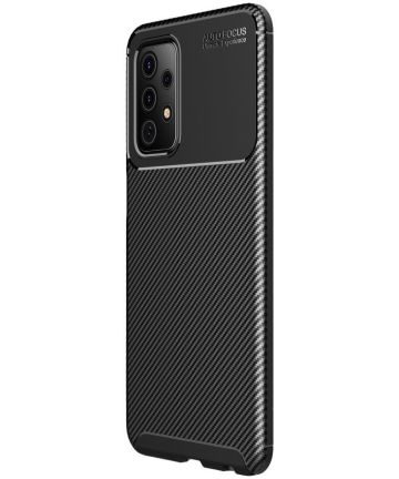 Samsung Galaxy A52 / A52S Hoesje Siliconen Carbon TPU Back Cover Zwart Hoesjes