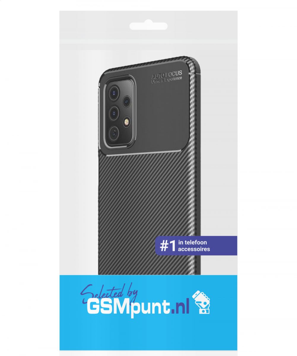 Samsung Galaxy A52 / A52S Hoesje Siliconen Carbon TPU Back Cover Zwart afbeelding 2