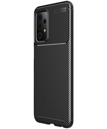 Samsung Galaxy A72 Hoesje Siliconen Carbon TPU Back Cover Zwart Hoesjes
