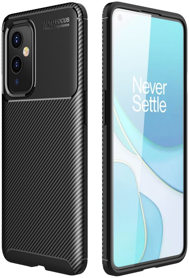 OnePlus 9 Hoesje Siliconen Carbon TPU Back Cover Zwart afbeelding 6
