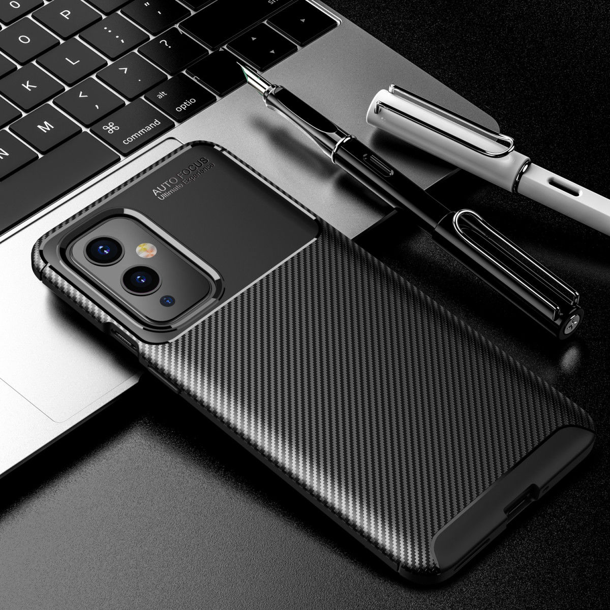 OnePlus 9 Hoesje Siliconen Carbon TPU Back Cover Zwart afbeelding 13