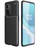 OnePlus 9 Pro Hoesje Siliconen Carbon TPU Back Cover Zwart