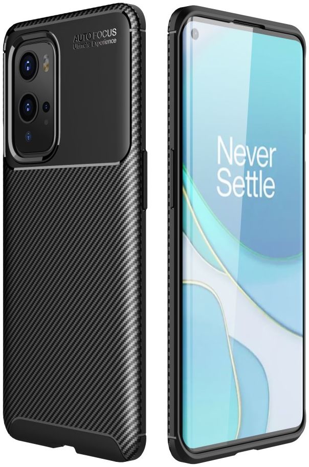 OnePlus 9 Pro Hoesje Siliconen Carbon TPU Back Cover Zwart afbeelding 6