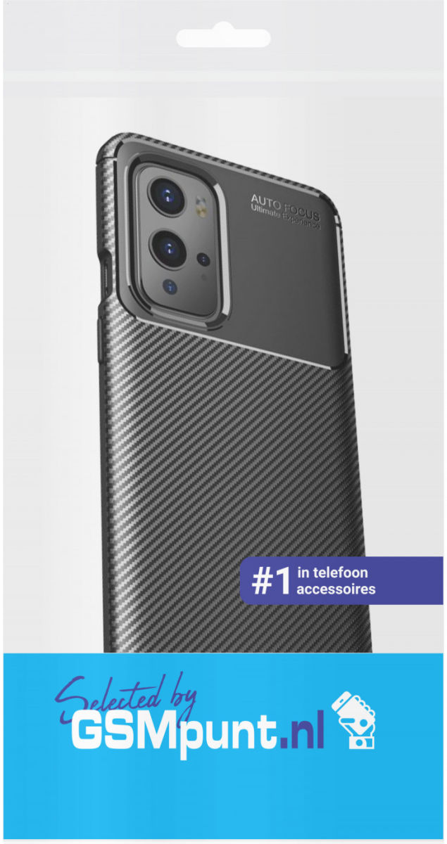OnePlus 9 Pro Hoesje Siliconen Carbon TPU Back Cover Zwart afbeelding 4