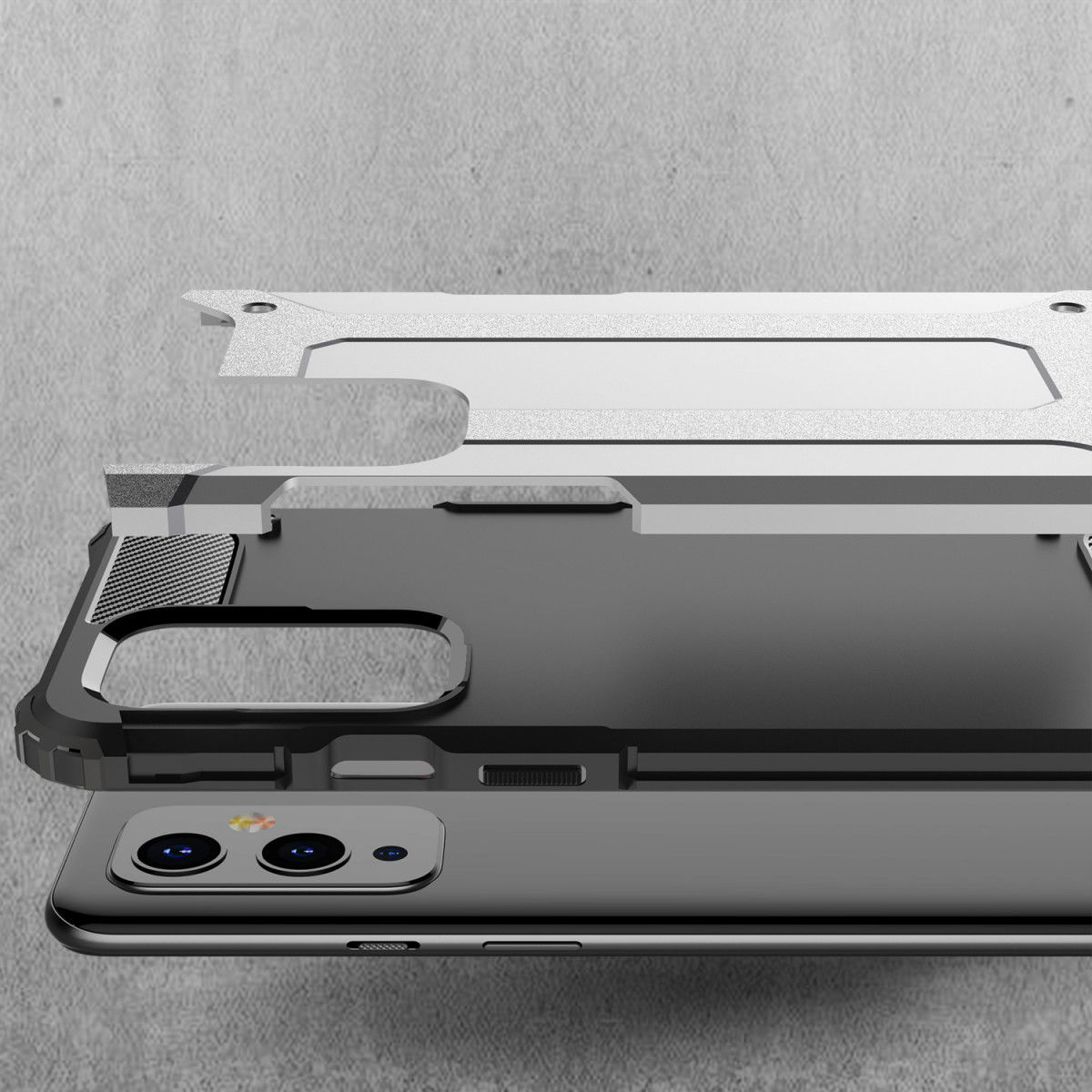 OnePlus 9 Hoesje Shock Proof Hybride Back Cover Zwart afbeelding 6