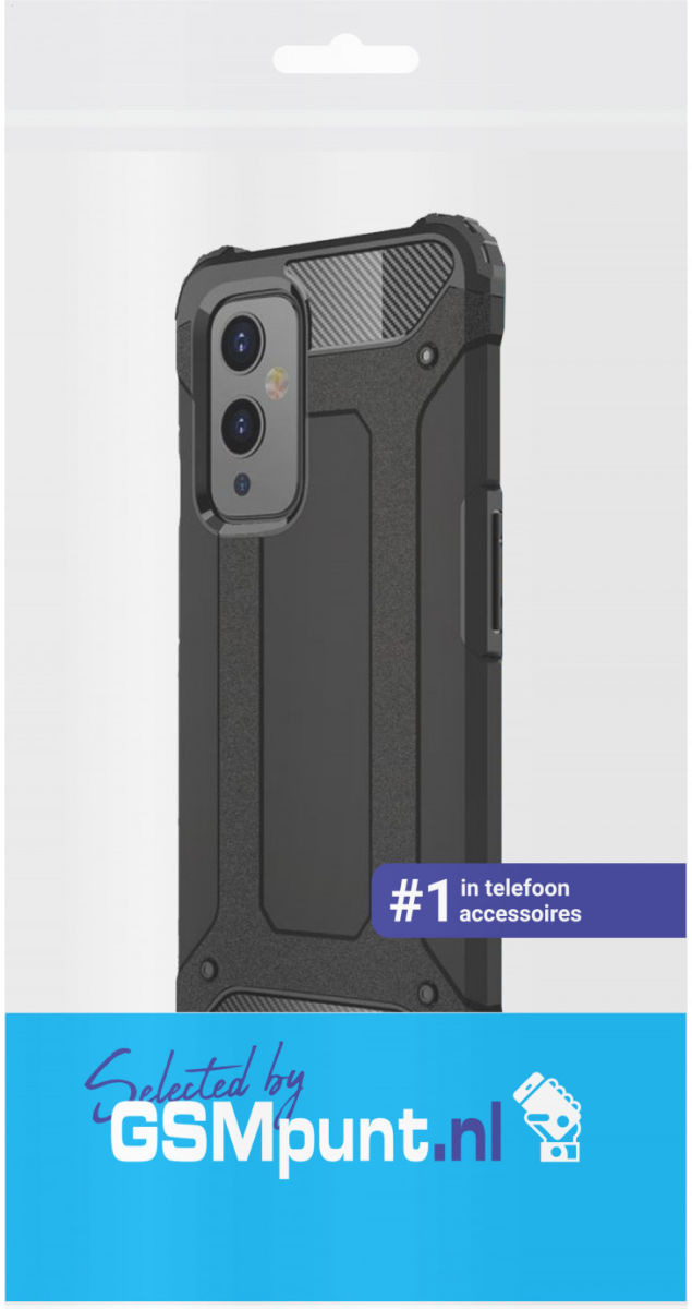 OnePlus 9 Hoesje Shock Proof Hybride Back Cover Zwart afbeelding 2