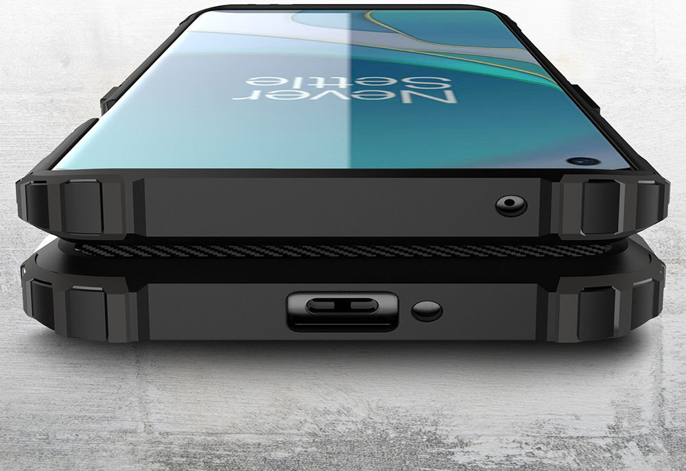 OnePlus 9 Pro Hoesje Shock Proof Hybride Back Cover Zwart afbeelding 3