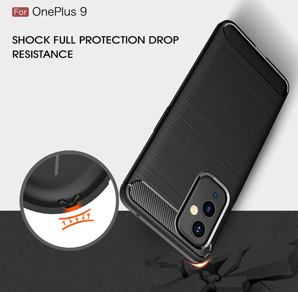 OnePlus 9 Hoesje Geborsteld TPU Flexibele Back Cover Zwart afbeelding 7