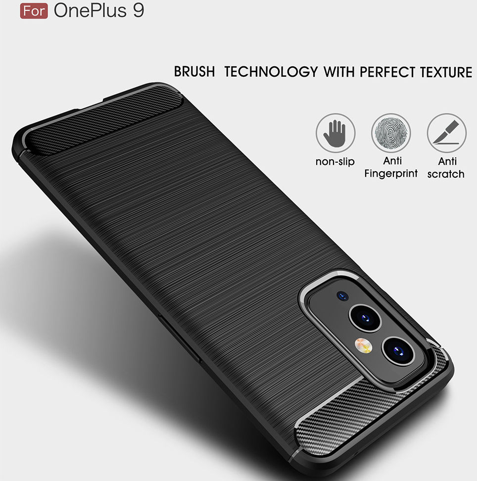 OnePlus 9 Hoesje Geborsteld TPU Flexibele Back Cover Zwart afbeelding 8