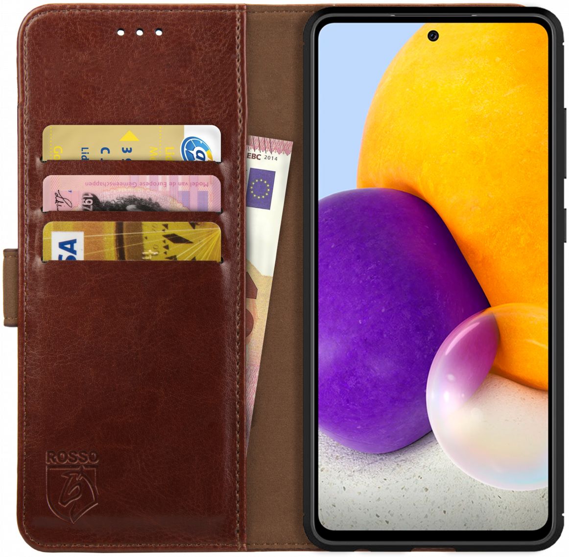Rosso Element Samsung Galaxy A72 Hoesje Book Case Bruin afbeelding 1