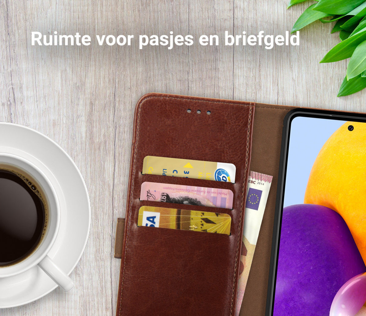Rosso Element Samsung Galaxy A72 Hoesje Book Case Bruin afbeelding 6