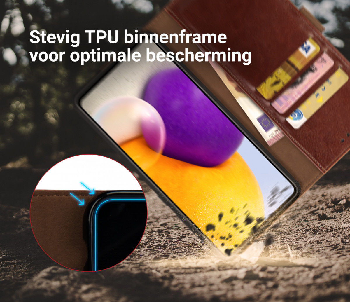 Rosso Element Samsung Galaxy A72 Hoesje Book Case Bruin afbeelding 9