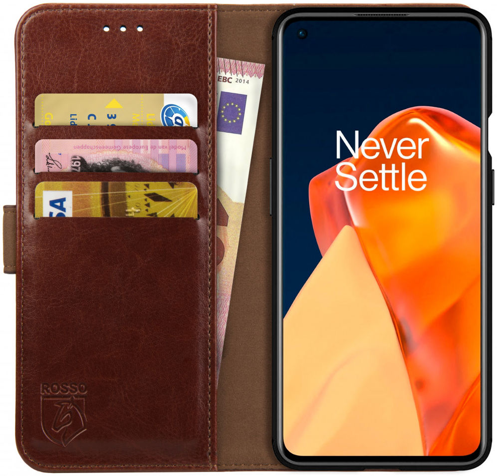 Rosso Element OnePlus 9 Hoesje Book Cover Wallet Case Bruin afbeelding 1