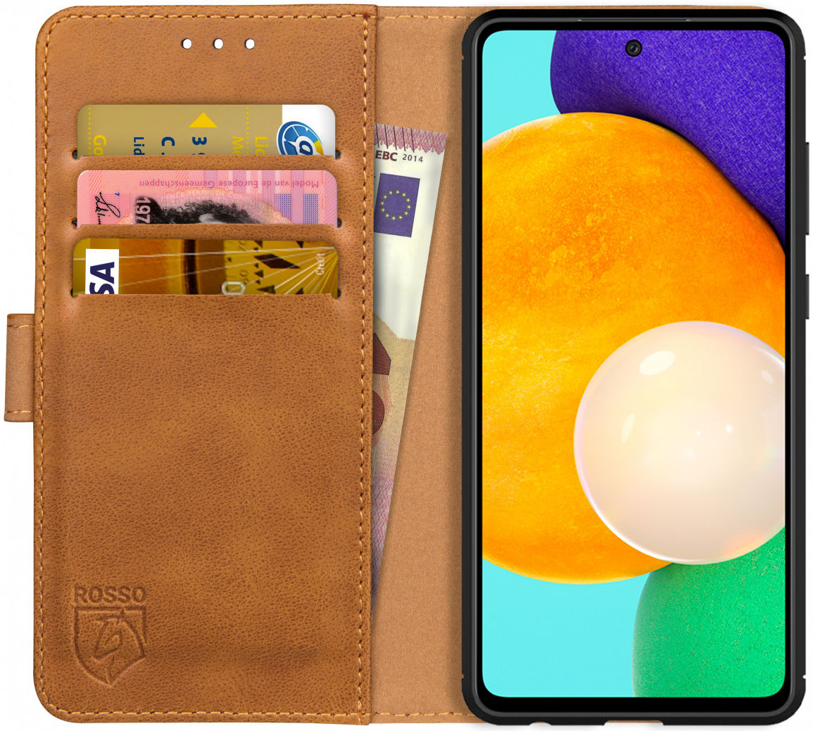 Rosso Element Samsung Galaxy A52 / A52S Hoesje Wallet Lichtbruin afbeelding 1